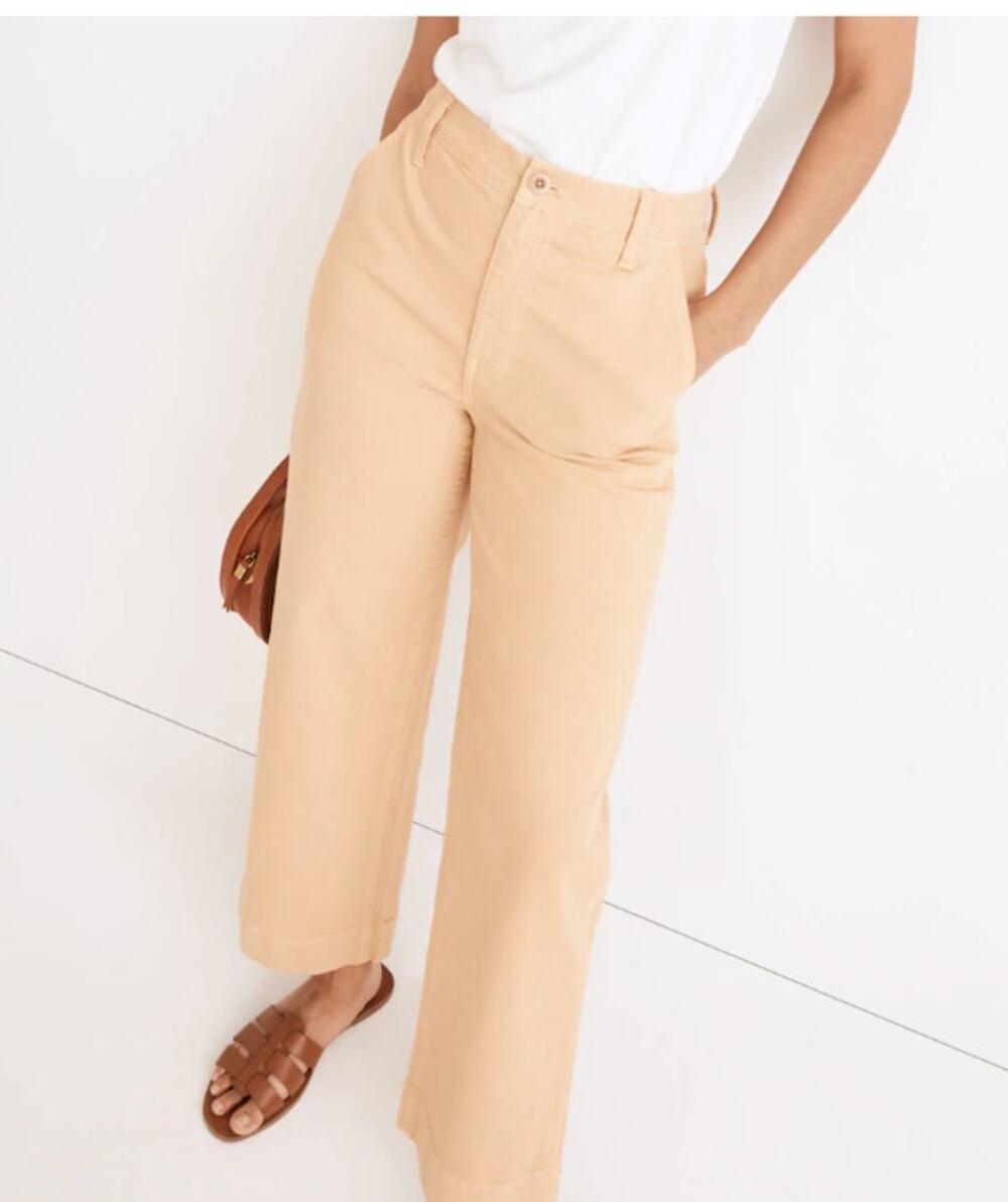 Madewell Women's The Perfect Vintage Wide Leg Pants Mid Rise Desert Dune Tan 27